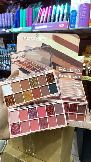 Paleta de sombra 12 cores nudes com glitter Sarah’s Beauty