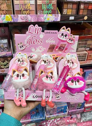 Lip gloss com chaveiro Pompom love Rain