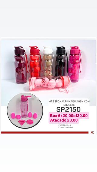 Kit esponja p/maquiagem com squeeze Sabina Sato