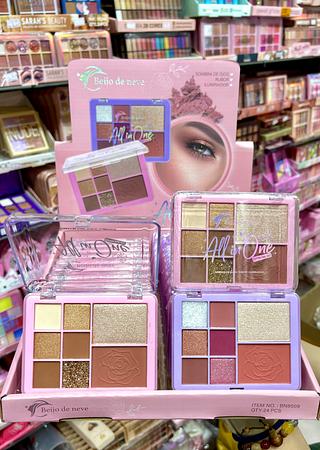 Paleta de sombras iluminador e blush beijo de neve