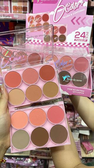 Paleta de blush e contorno 6 cores beijo de neve