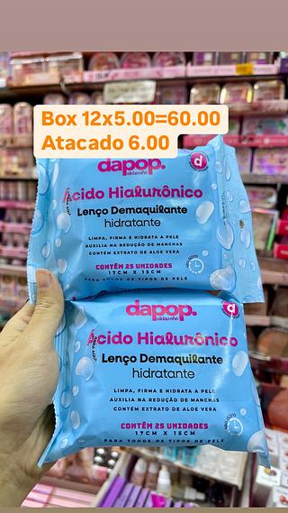 Ácido hialurônico lenço demaquilante hidratante dapop