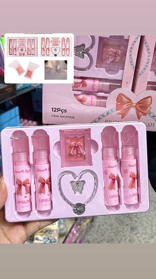 Kit para presente gloss blush colar amor anjo
