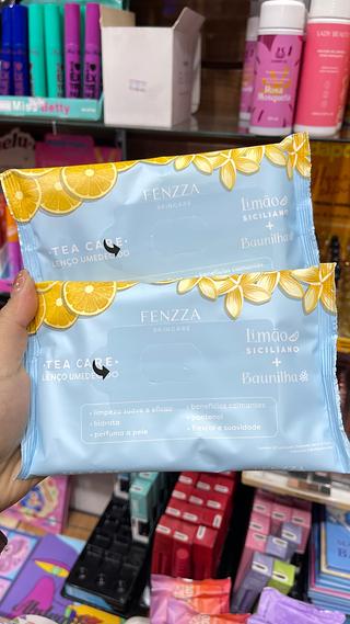 Lenço umedecido demaquilante limão siciliano e baunilha fenzza