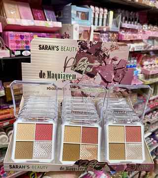 Paleta de maquiagem 3em1 pó compacto iluminador blush Sarahs Beauty