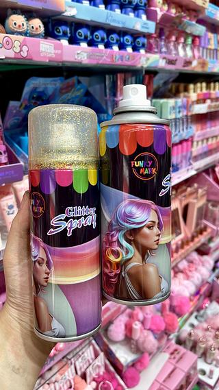 Spray de cabelo com glitter
