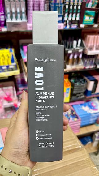 Água micelar hidratante boleto vegano livre de parabenos 290ml MAX Love