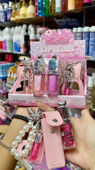 Porta gloss chaveiro com espelho Love rain