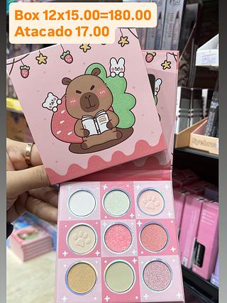 Paleta de sombras c/ 9 cores capivara