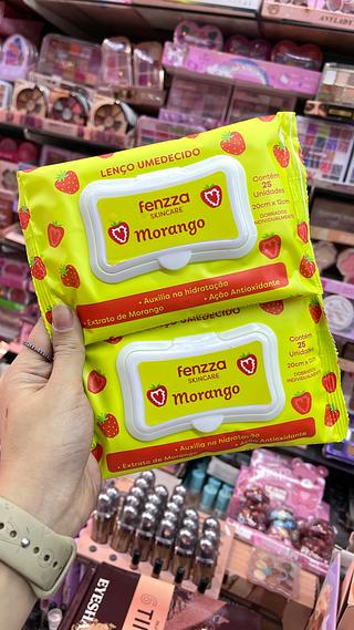 Lenço umedecido demaquilantes morango fenzza