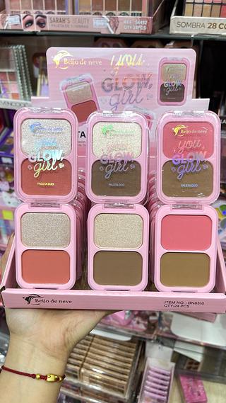 Paleta duo iluminador blush contorno beijo de neve