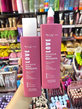 Água micelar rosa mosqueta demaquila hidrata E nutre a pele 290ml MAX love