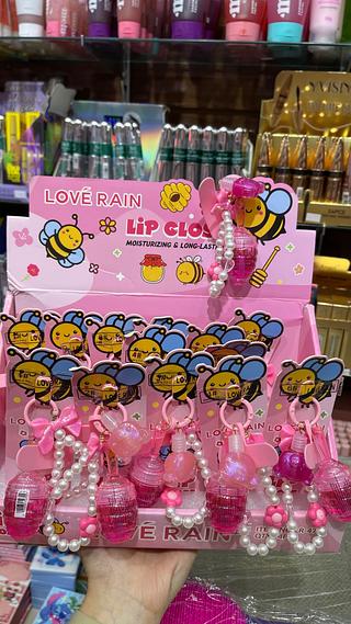 Lip gloss com chaveiro mel love rain