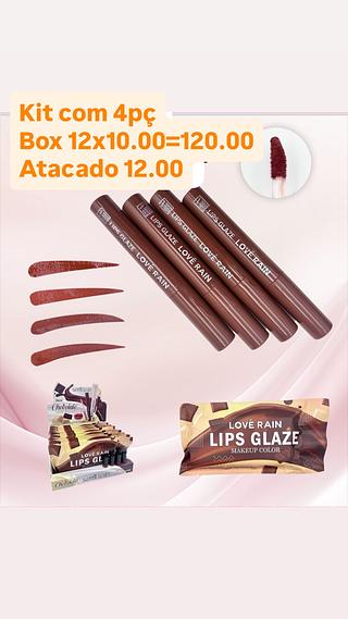 Kit com 4pç gloss chocolate love rain