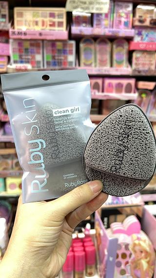 Clean girl esponja esfoliante facial e corporlal ruby skin