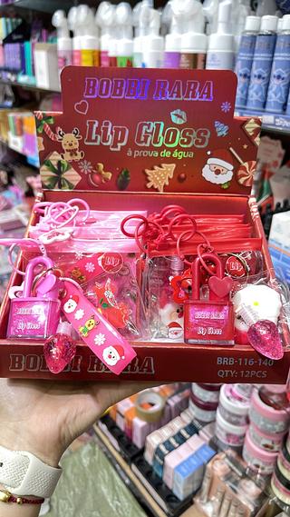 Kit lip gloss chaveiro papai-noel Bobbi rara