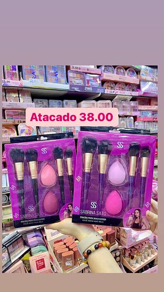 KIT 4PINCE PARA MAQUIAGEM COM ESPONJA SABRNA SATO
