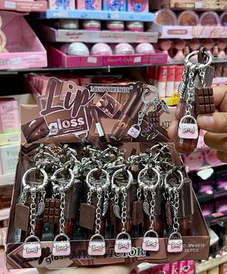Lip gloss chocolate com chaveiro