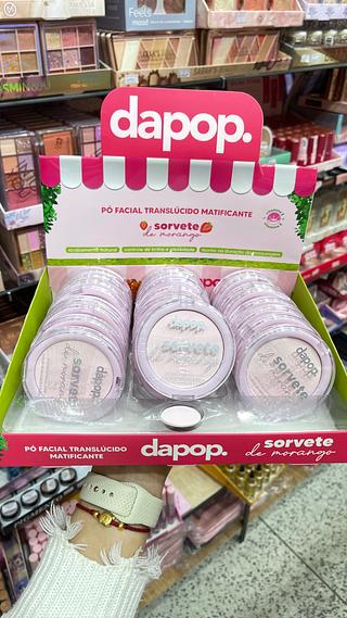 pó facial translúcido sorvete de morango dapop