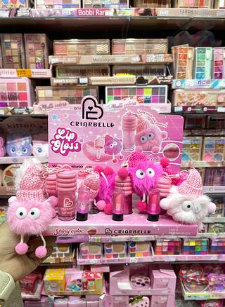 Lip Gloss com Pompom Criarbelle chaveiro