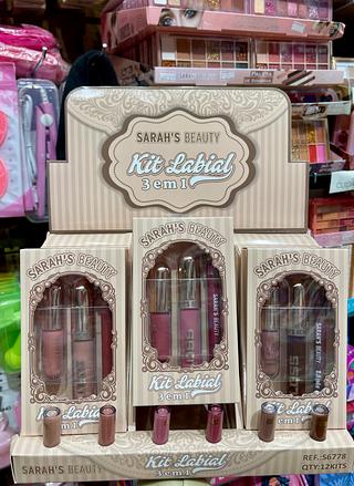 Kit labial 3em 1 2pç gloss 1pç lápis labial SARAHS BEAUTY