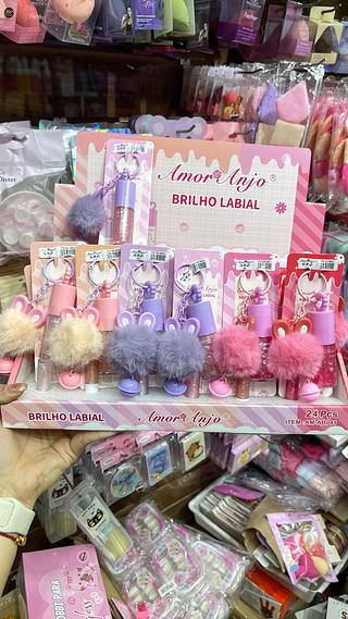 Brilho labial amor anjo chaveiro Pompom amor anjo