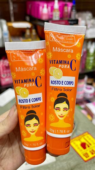 Máscara vitamina c pura rosto e corpo filtro solar matto verde
