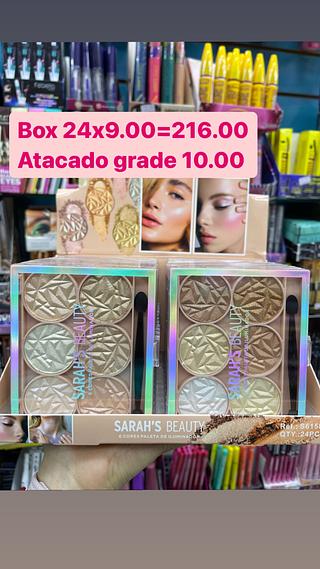 Paleta de iluminador 6 cores Sarah’s Beauty