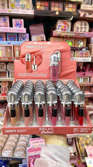 Lip gloss brilho labial Sarah’s Beauty formato kiko sem glitter