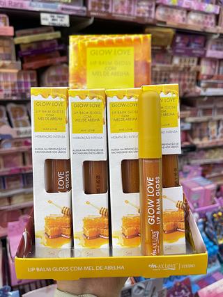 Lip balm gloss com mel de abelha hidratação intensa max love