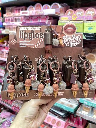 Lip gloss chocolate de chaveiro jane beckett