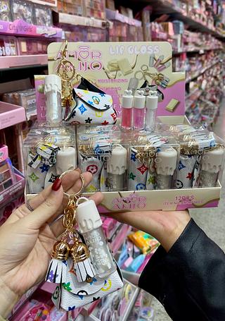 Gloss chaveiro com bolsa amor anjo