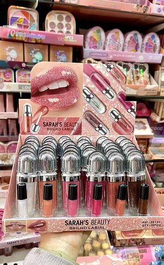 Lip gloss labial brilho labial Sarah’s Beauty formato kiko